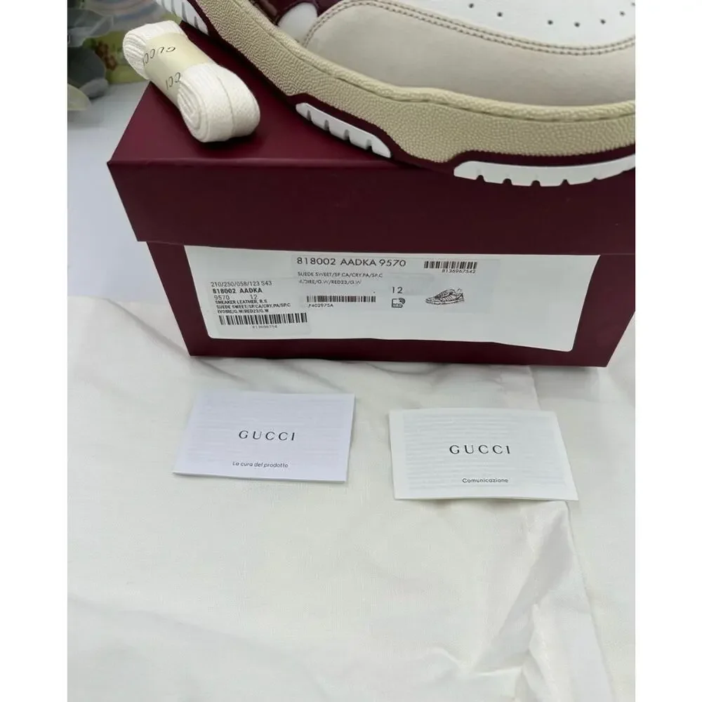 Men's Gucci re web leather sneakers size 12 fits 12.5 US made in Italy